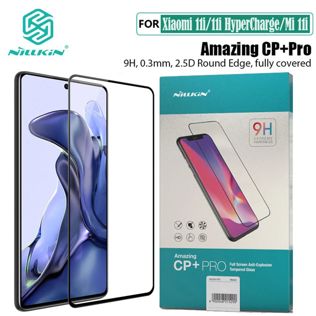 

For Xiaomi 11i /11i HyperCharge Tempered Glass Nillkin CP+PRO Full glue Fully Covered Screen Protector For Xiaomi Mi 11i Film