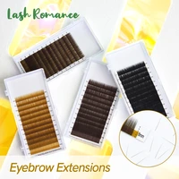 lash romance high quality eyebrow extensions false eyebrow 12 lines per tray no curl eyelash 4 color dark brown light brown