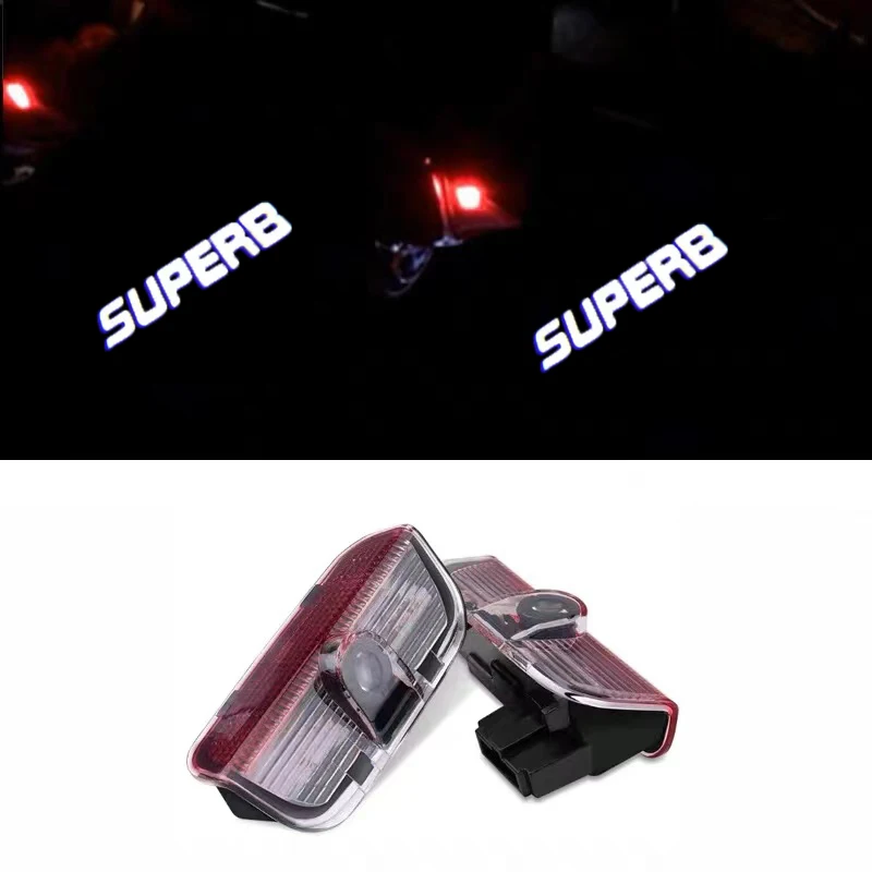 

2/4Pcs LED Car Door Courtesy Light Auto Welcome Lamp Logo Projector For Skoda Superb 2 MK2 Superb 3