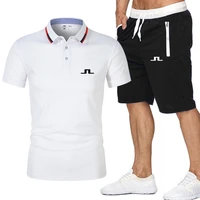 high quality golf mens sets new summer mens j lindeberg polos shorts pants two piece sets male polo shirts suit polos suit