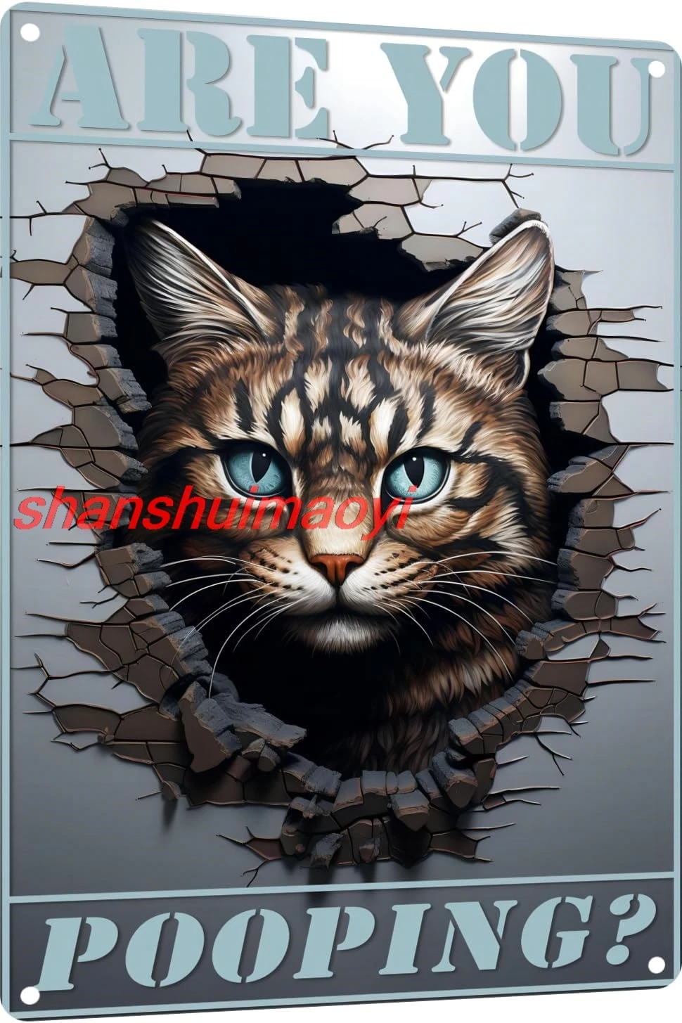 Металлическая вывеска Cat 3D Are you Pooping KMN
