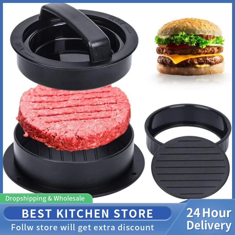 

ABS Hamburger Meat Press Maker Round Shape Non-Stick Stuffed Burger Patties Beef Grill Pie Press Mould Maker Kitchen Accessories