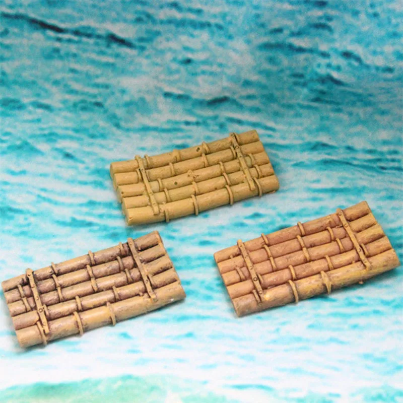 

1 Piece Resin Mini Bamboo Raft Boat Model Figurine Ornament DIY Micro Landscape Crafts Fairy Garden Miniatures Tabletop Decor