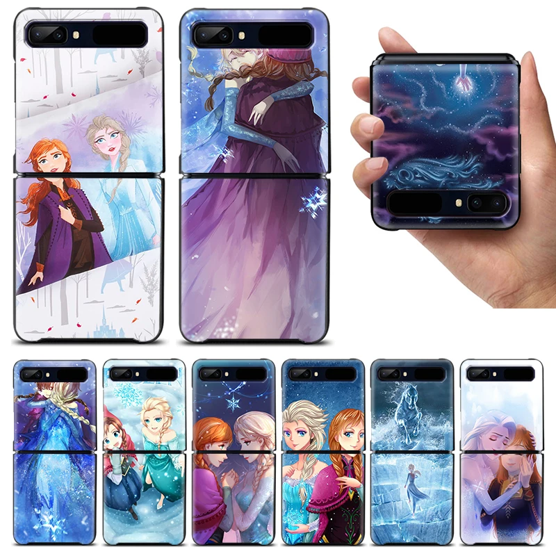 

Shockproof Folding Mobile Hard Shell Fashion Girl Disney Frozen For Samsung Galaxy Z Flip 4 3 5G TPU Black Phone Case Cover