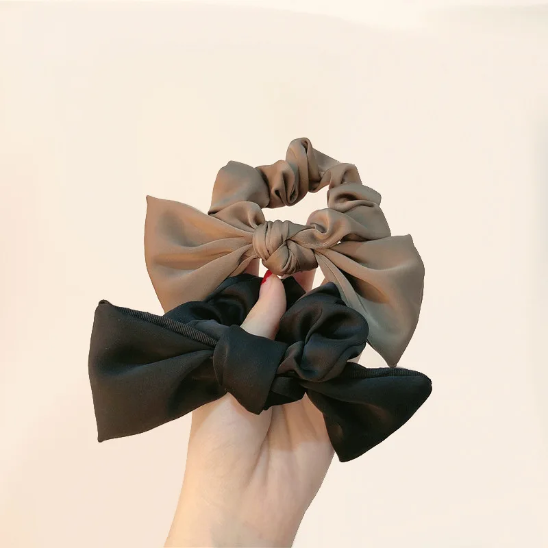 

Soft Satin Hair Tie Black Elastic Hair Bands For Women Girls Sweet Hair Scrunchie Head Rope Fashion Hair Accessories Ins 머리끈