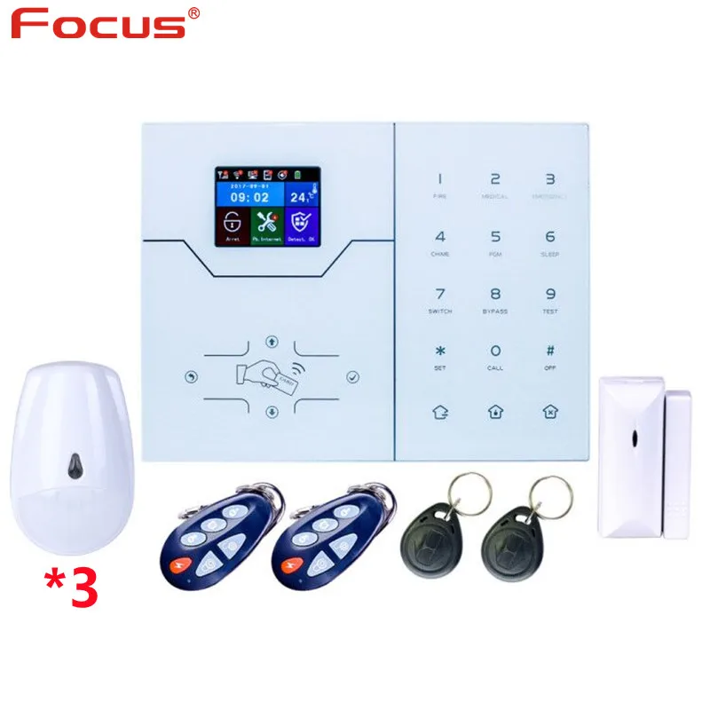 Focus 868mhz English Text Menu Voice Alarm RJ45 TCP IP Alarm System GSM Smart Home Security Alarm System with WebIE Control enlarge