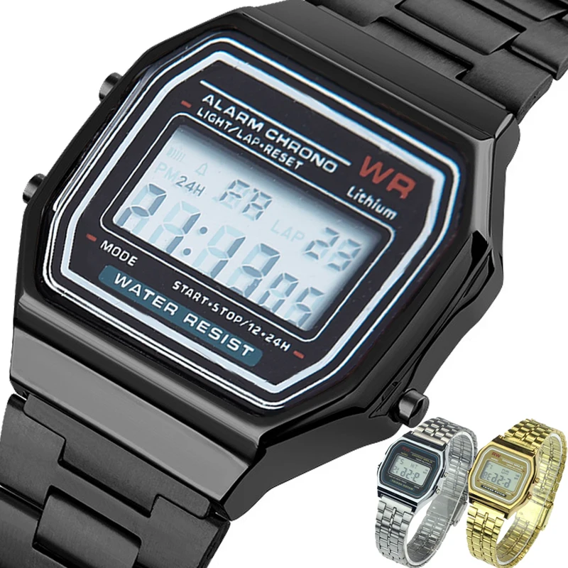 

Retro Digital Stainless Steel Sports Military Watches Luxury F91W Band Watch Waterproof Men Women Electronic Wrist Watch Clock