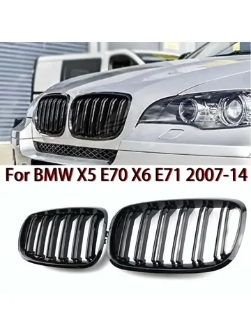 Глянцевая черная углеродная решетка для BMW X5 E70 2007-2013 X6 E71 E72 2008-2014, автомобильные аксессуары