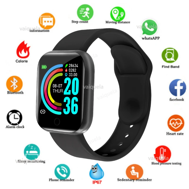 

D20s Smart Men Women Watch Fitness Tracker Sports Bracelet Heart Rate Blood Pressure Monitor Call Reminder Bluetooth-Compatible