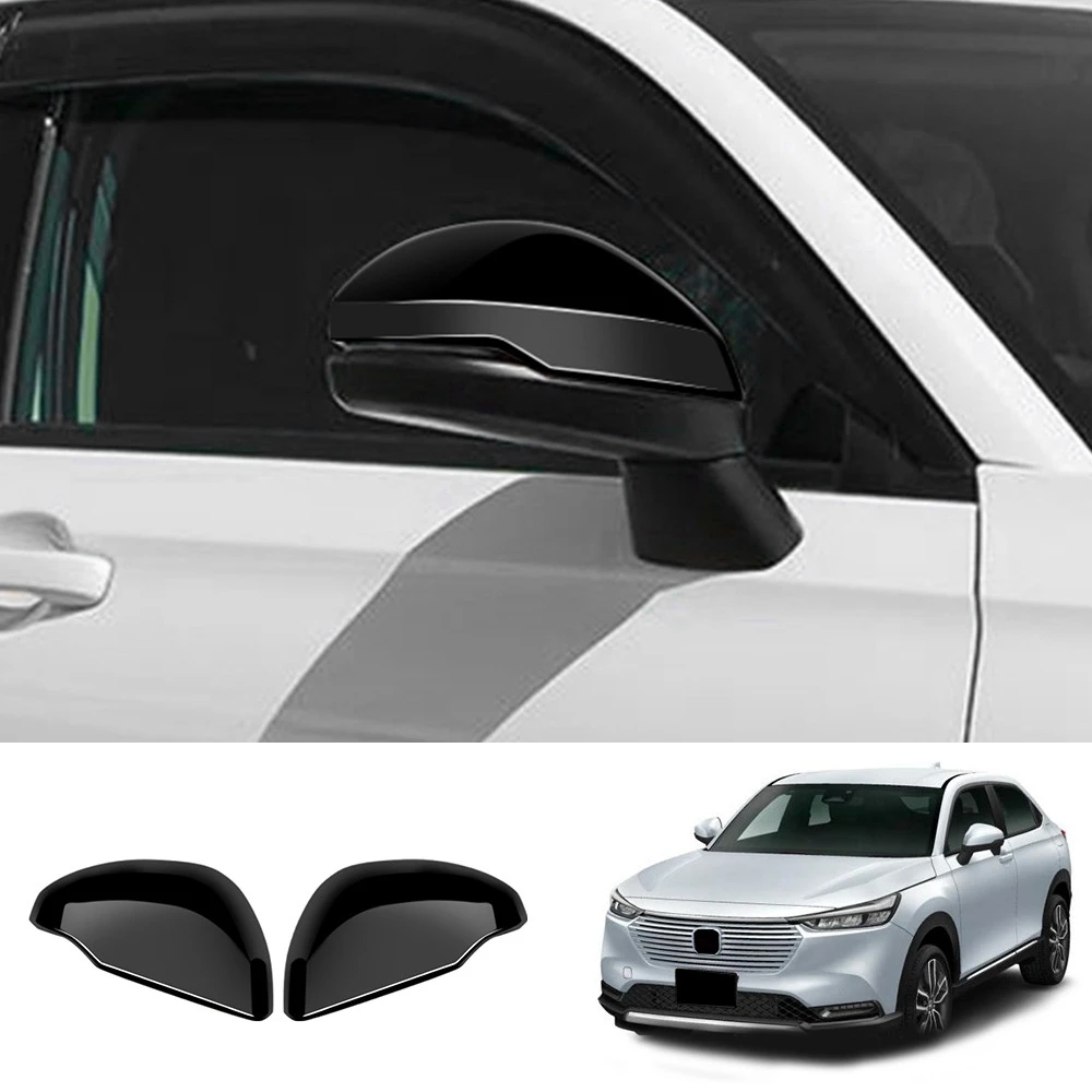 

Car Glossy Black Rearview Side Glass Mirror Cover Trim Frame Side Mirror Caps for Honda HRV HR-V Vezel 2021 2022