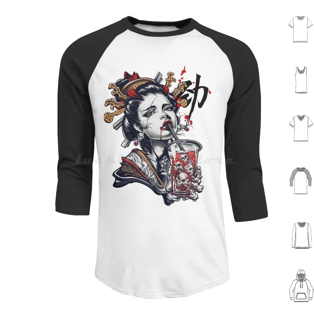 

Japanese Geisha Girl Vaporwave Popart Urban Style Hoodies Long Sleeve Geisha Vaporwave Japanese Hipster Future Fashion