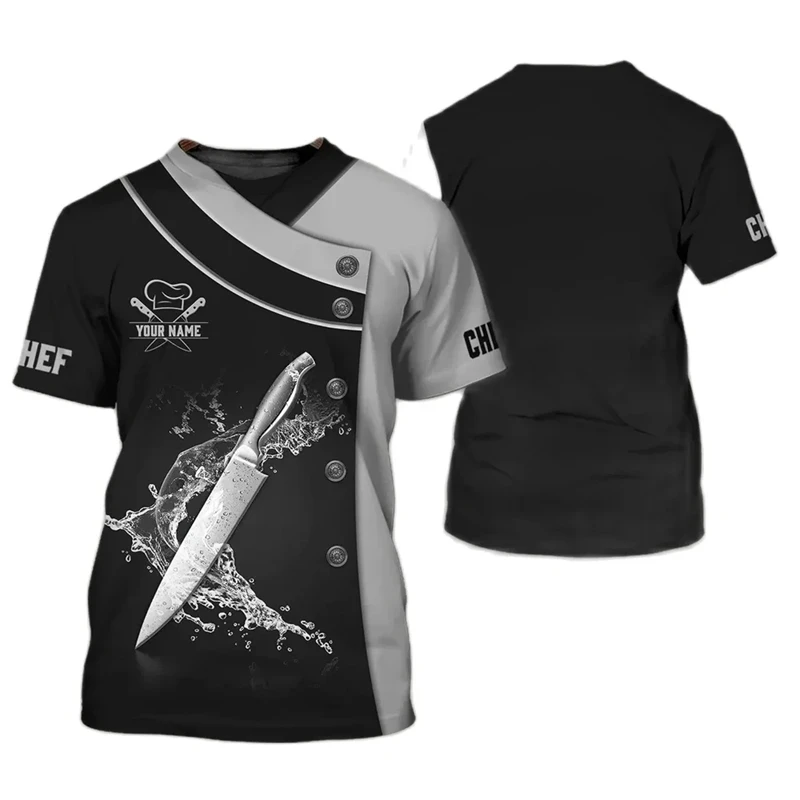 Kitchen Knife Graphic T-shirt For Men Women 3D Printing Fake Chef Pattern T Shirt Summer Fashion Cosplay Costume Short Sleeves