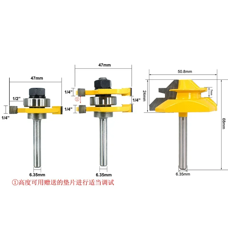 3 шт. 3-гранная Т-образная торцовая фреза 45 градусов шиповая деревообрабатывающий
