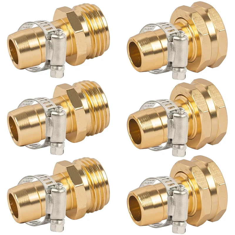 

3Sets Garden Hose Repair Connector,Claps Female&Male Garden Hose Fittings For 3/4In & 5/8In Metal Garden Hose Repair Kit