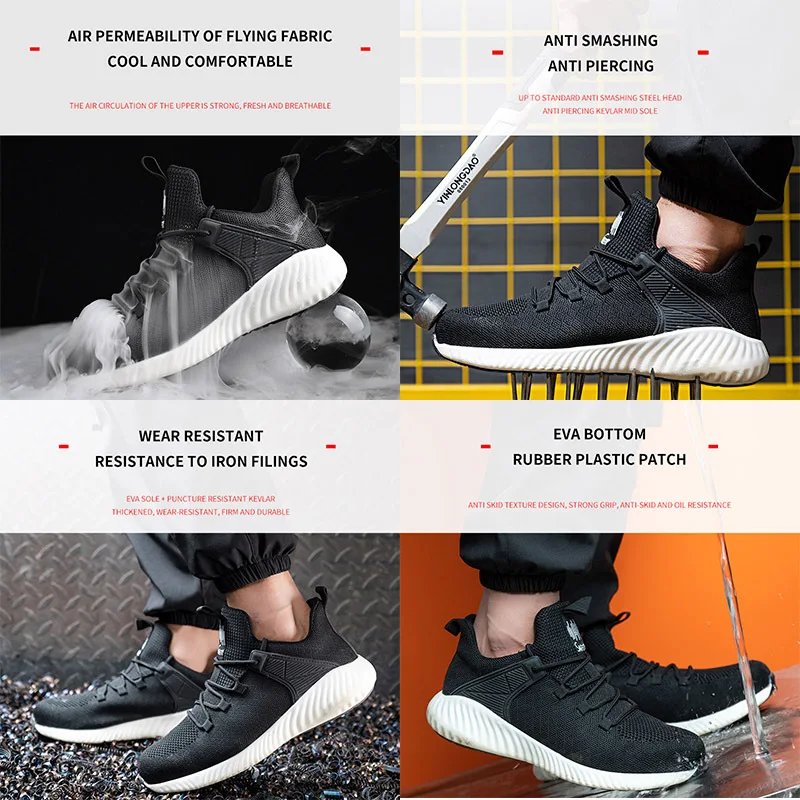 

Work Safety Shoes Men's Safety Boots Anti-smash Work Shoes With Steel Toe Shoes Men Work Boots Anti-stab Safety Sneakers Male
