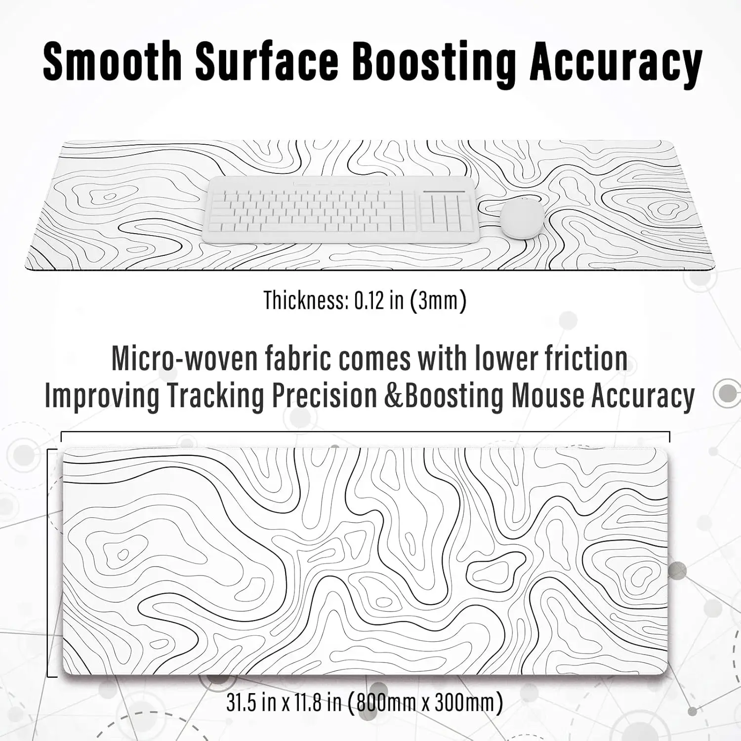 Большой игровой коврик для мыши с топографической картой настольный расширенный