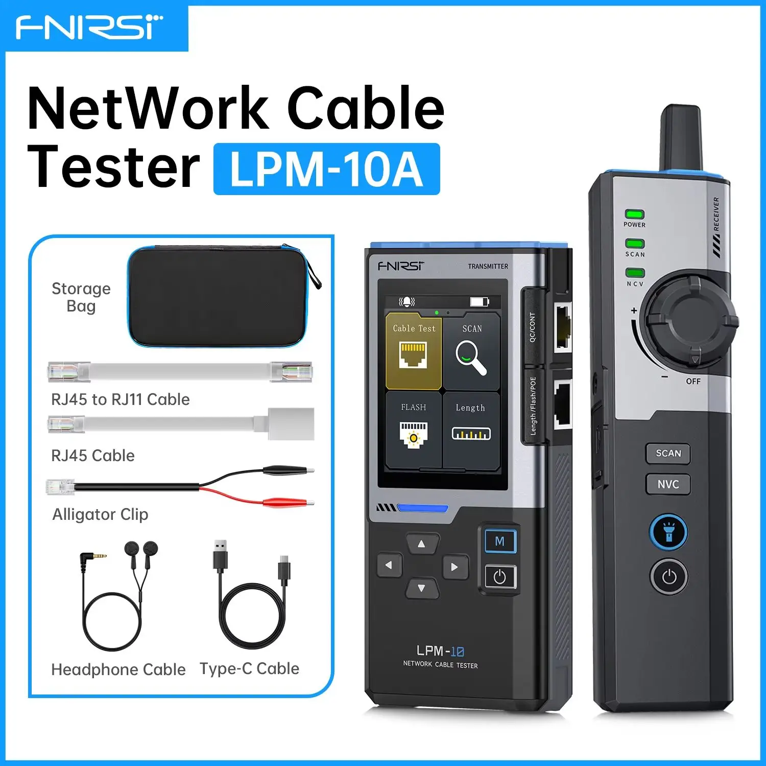 

FNIRSI LPM-10A Тестер сетевых кабелей