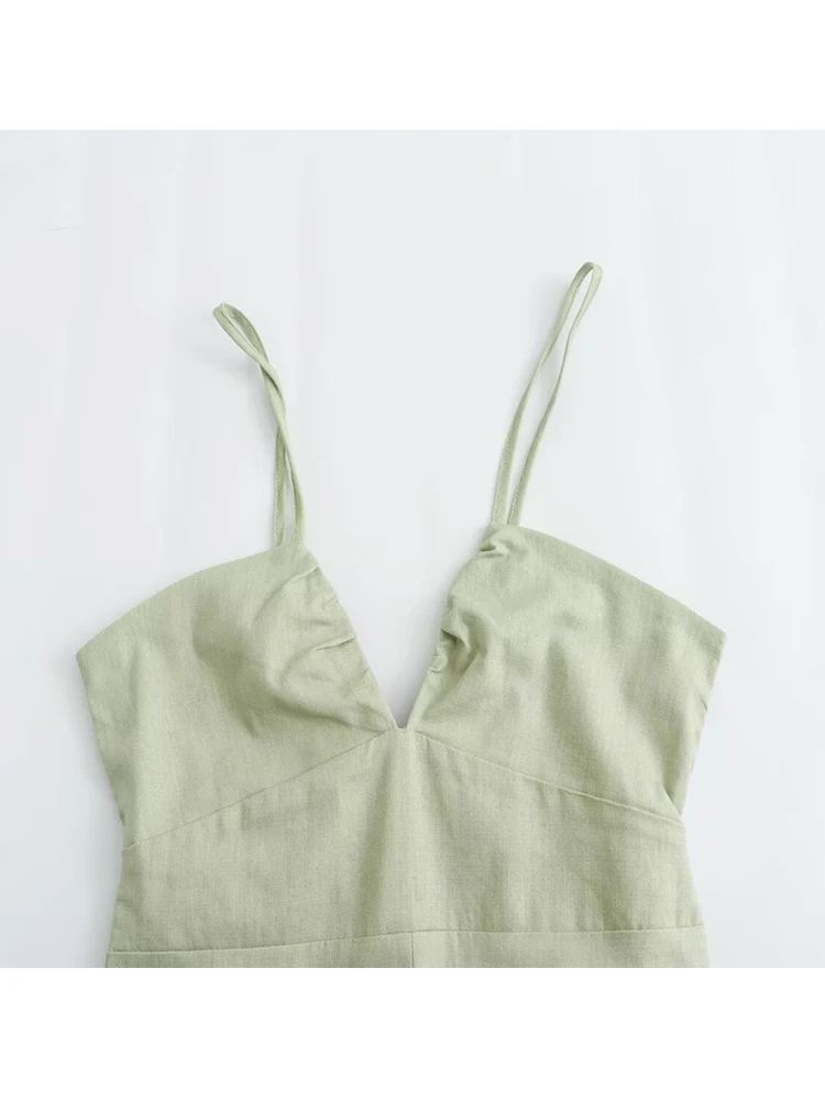 Сексуальное летнее льняное платье TFMLN 2024 женское облегающее без бретелек с