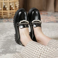 metal chain ladies heels shoes fashion women shoes female mary janes round toe sneakers plus size 43 platform shoes for women