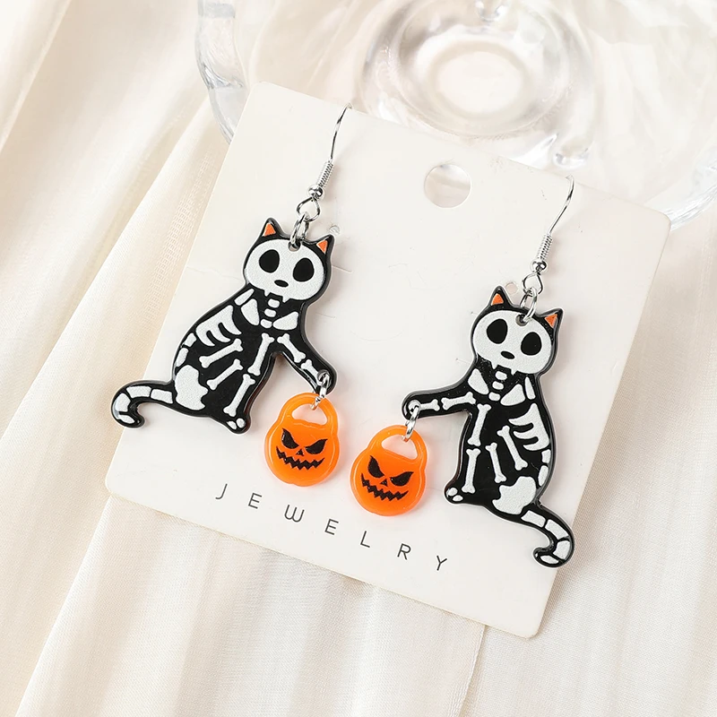 Висячие серьги на Хэллоуин 1 пара акриловые призраки и череп кошка с тыквой