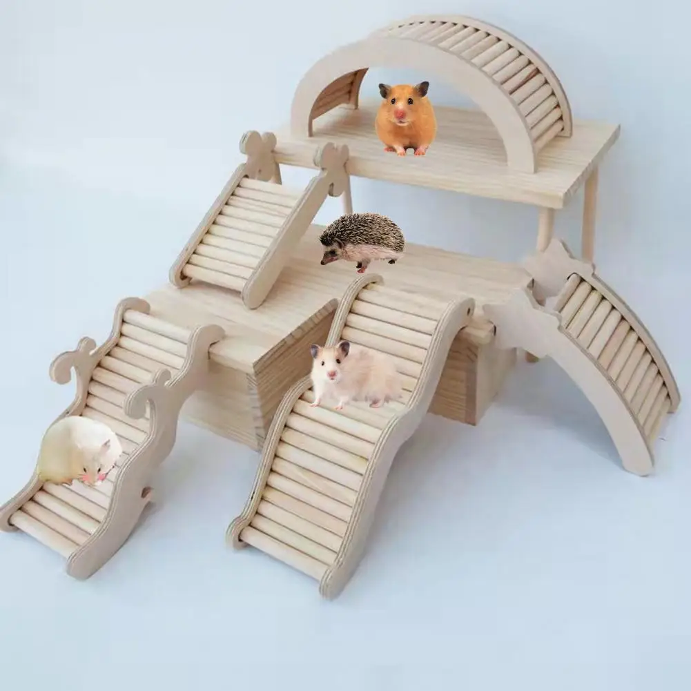 

Hamster Climbing Toy Safe Bird Toy Natural Wood Hamster Parrot Ladder Bridge for Small Animals Hamster Toy Rat Ladder Toy