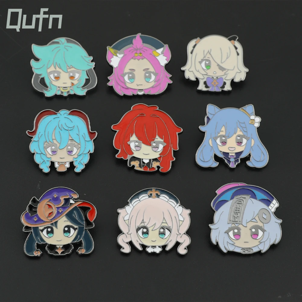 

Fashion Cartoon Manga Pin Brooch Genshin Impact Pin Barbara Diluc Ganyu Keqing Enamel Pin Anime Brooches for Backpacks Kids Gift