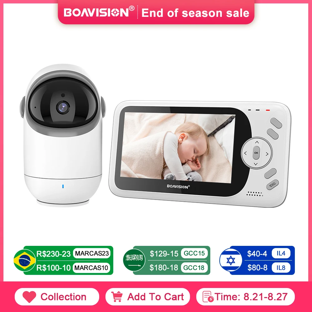 4.3 Inch Video Baby Monitor With Pan Tilt Camera 2.4G Wirele