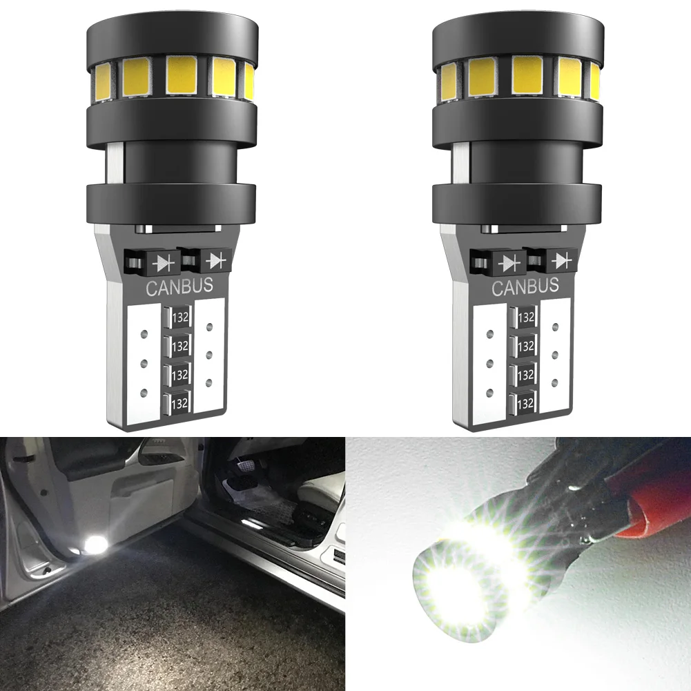 

2 шт., светодиодные лампы W5W T10 Canbus 2015 SMD 6000K