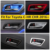 carbon fiber interior door handle bowl protection decoration cover trim for toyota c hr chr 2016 2022 car styling accessories