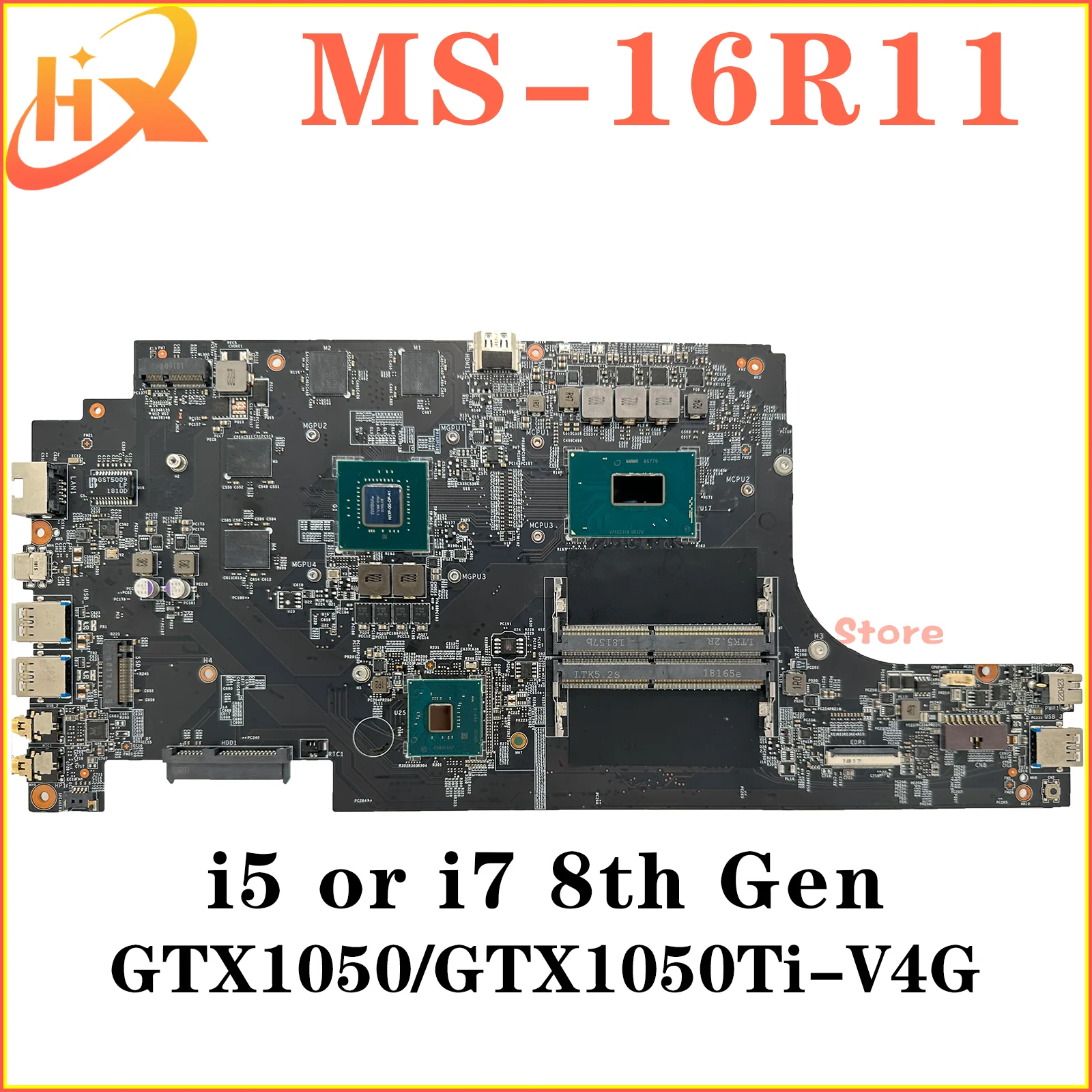 Материнская плата для MSI MS-16R11, материнская плата для ноутбука i5 i7 8-го поколения GTX1050 GTX1050Ti V4G 100% тест