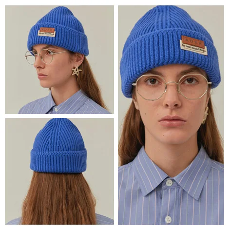 

Ader Korean version error 2023 autumn and winter stitched label Layered label beanie men's and women's knitted cold hats