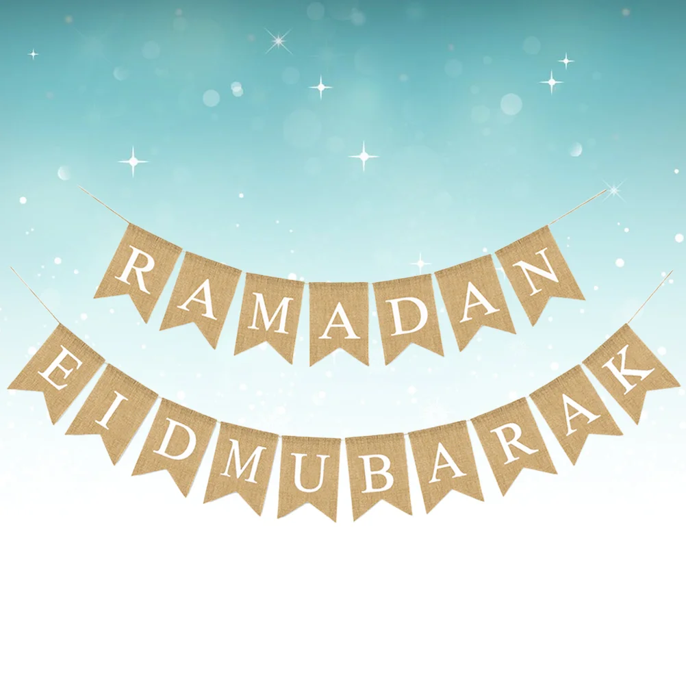 

Баннер Mubarak, баннер для Рамадана, баннер из мешковины, венок, баннер, Мусульманский Стиль