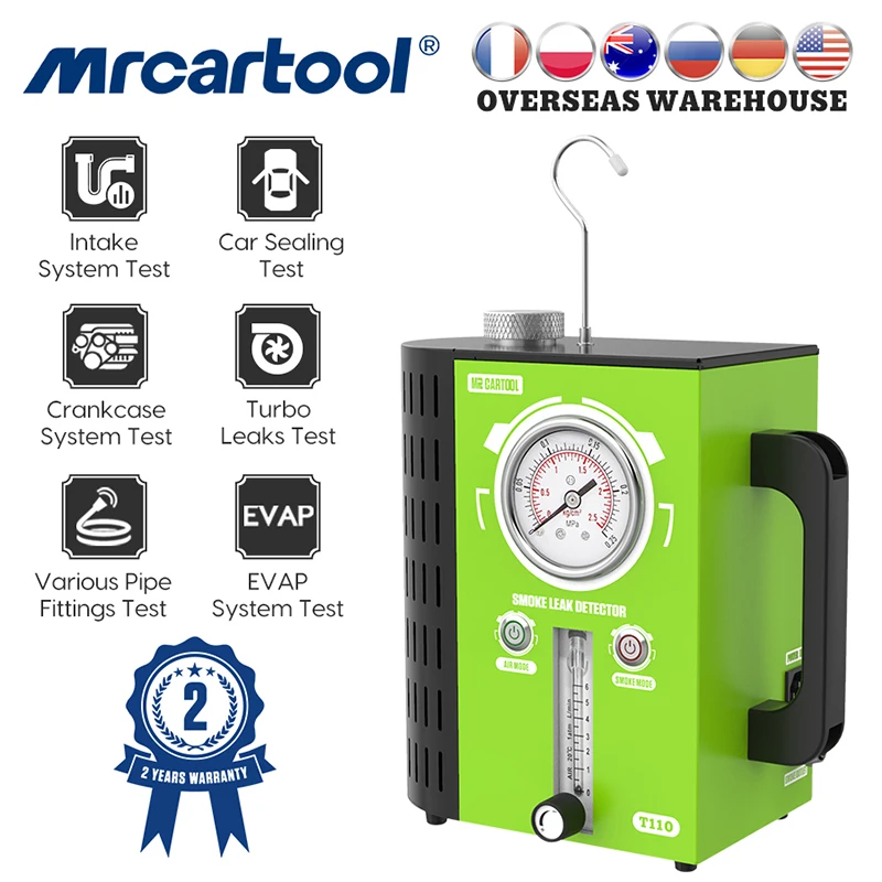 

MRCARTOOL T110 Automotive Smoke Machine 12V Car EVAP Pipe System Leak Tester Tool Auto Fuel Smoke Leak Detector VS AUTOOL SDT206