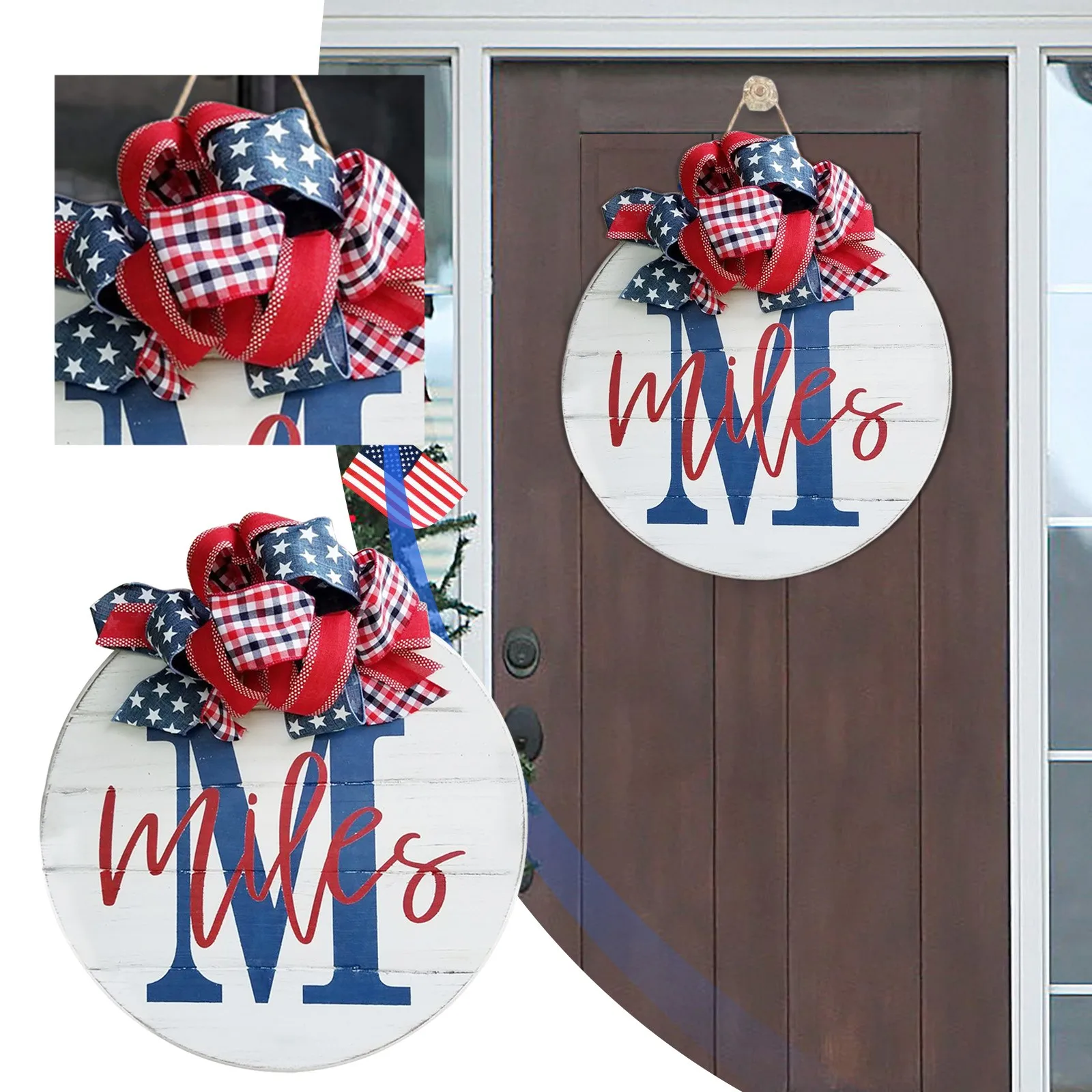 

Приветственная дверная вешалка, украшение для двери, венок для входной двери, украшение для детской двери, голубой снежный день, украшение д...