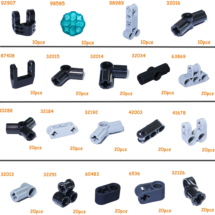 Строительные блоки, техническая деталь, MOC, соединительное кольцо, ось, штифт, коннектор под углом 32013, 32034, 32016, 32192, 32015, 32014, 10288