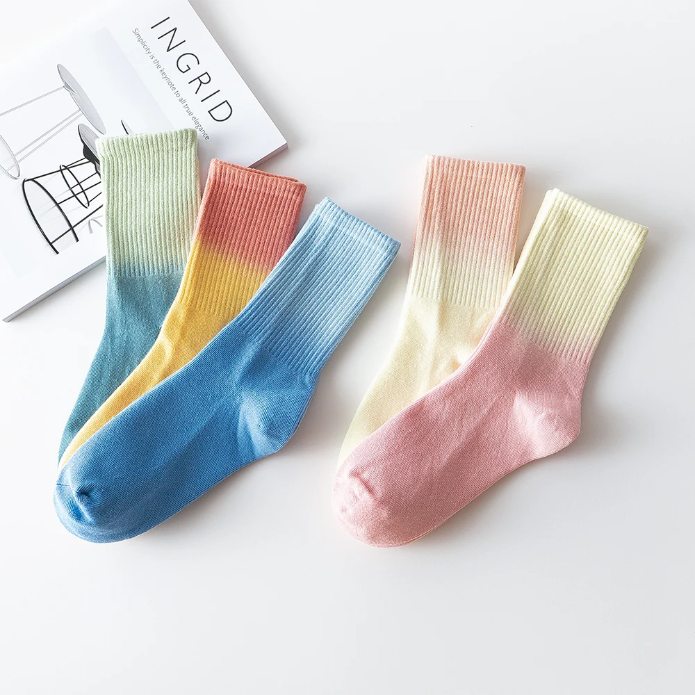 Originality Socks Men's Ins Tide Spring And Autumn Medium Tube Socks Ins Tie-Dye Outer Wear Colorful Sports Tide Brand Spring