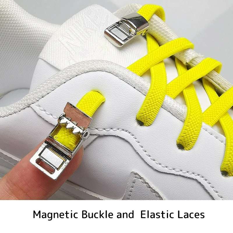 Magnetic Lock Laces without Ties Sneakers For Shoelaces Elastic No Tie Shoe Laces Kids Adult Quick Flat Shoe Lace Rubber Bands