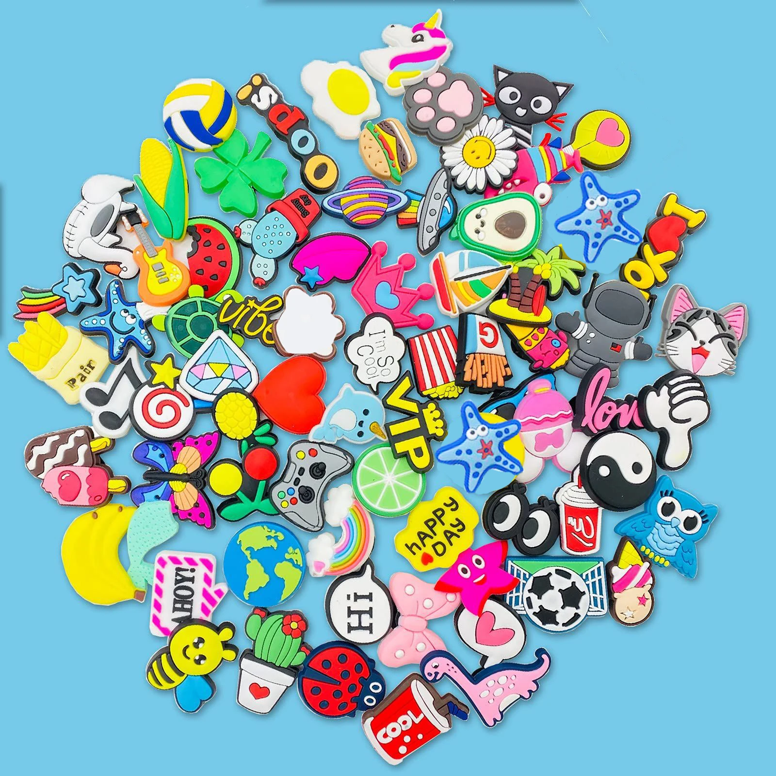 100 pack Shoe Charms for Crocs PVC Cute Cartoon Shoe Decoration Pins Anime Accessories Pack for Kids Teens Girls Boys Children
