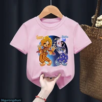 2022 hot sale girls t shirts anime sundrop fnaf cartoon print girls clothes pink shirt tops summer childrens clothing t shirts