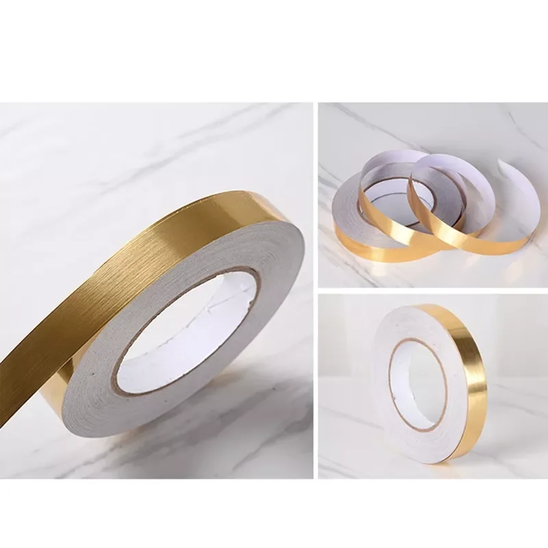 

0.5/1/2*5000cm Silver Gold Adhesive Floor Tile Strip Seam Sticker Copper Foil Tape Waterproof Wall Sealing Tape Home Decoration