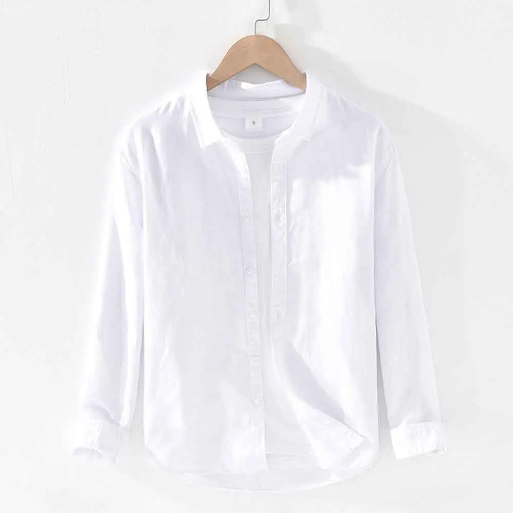 Shirts Men's Shirts Club Casual Blouse Tops Solid Color Shirts Men Cotton Line Shirt Simple Basic Camisa Male
