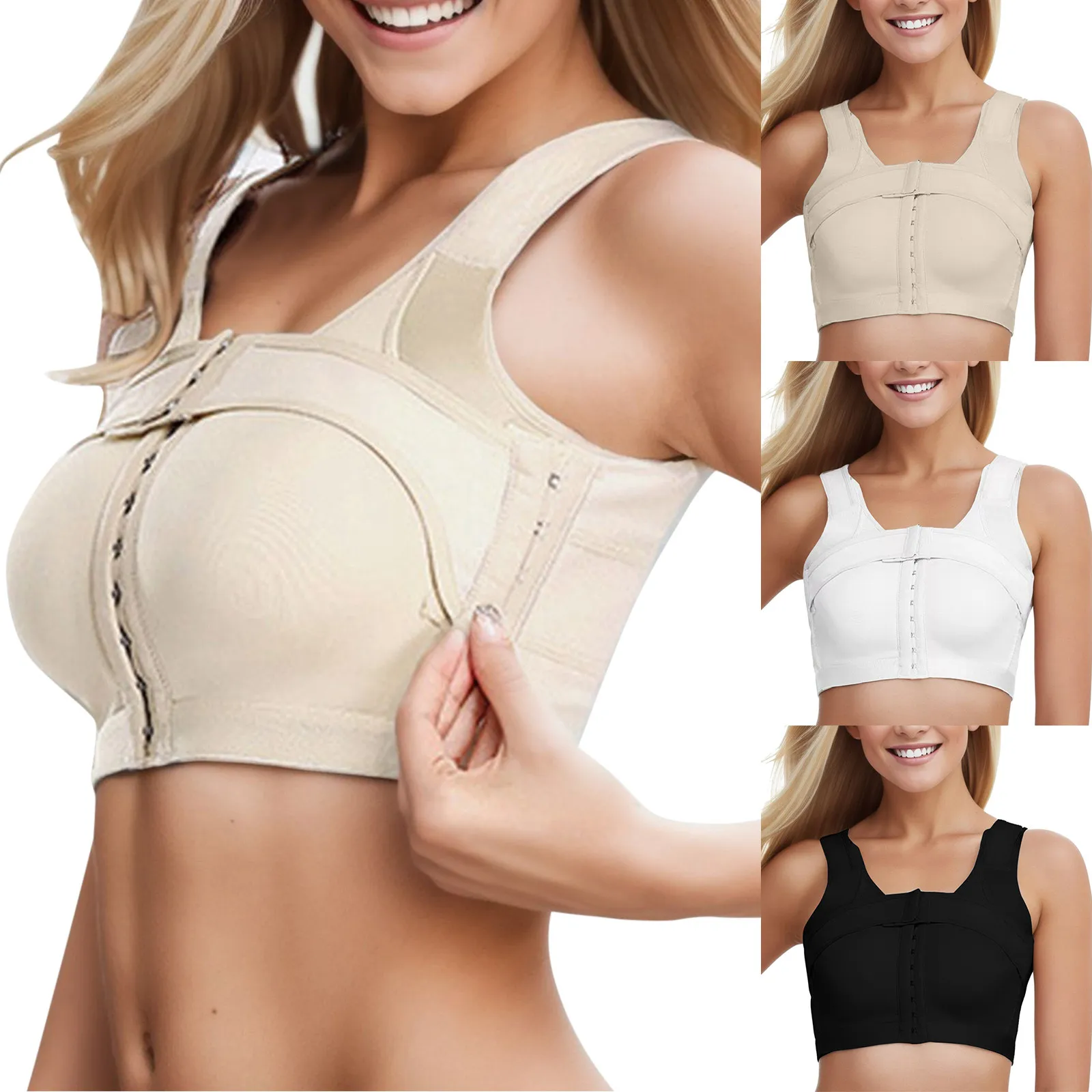 

Women Lightweight Cup Front Buckle Shaping Bra No Steel Ring Push Up Double Layer Beautiful Back Underwear