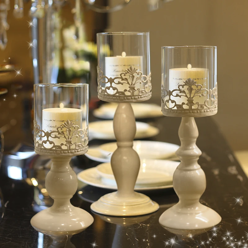 Glass White Black Fragrant Stand Candle Holder Vintage Kerzenhalter Home Decoration Ab50zt