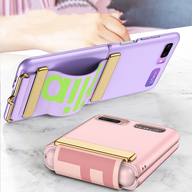 

Z Flip Case with Strap Wristband Cover for Samsung Galaxy Z Flip 4 3 5G Case Ultra Thin Hard PC Back Shockproof Case