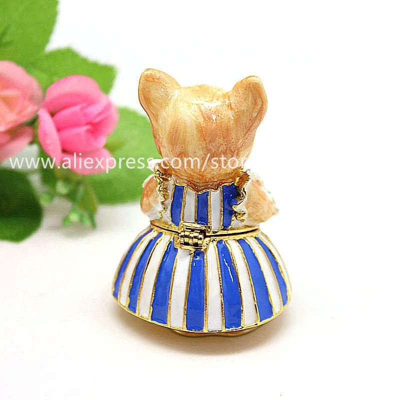Cat Lady Holding Flower Shape Crafts Small Ring Holder Women Gifts