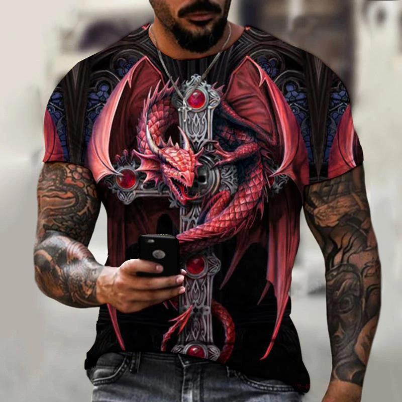 

3d Tshirts For Men Vintage Casual T-shirt Street Fashion Monogram Printed T Shirt Short-sleeved Loose Oversized Tshirt Tops