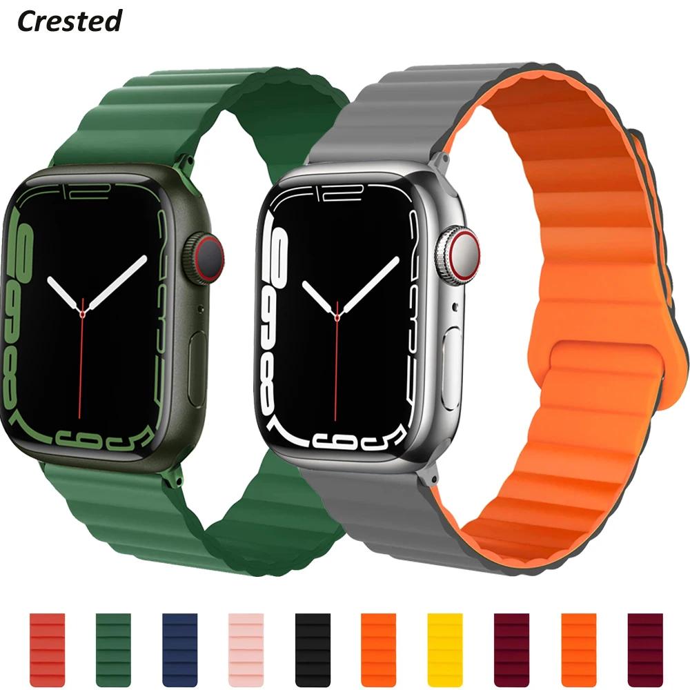 

Ремешок магнитный для Apple watch band 44 мм 40 мм 45 мм 41 мм 38 мм 42 мм 44 45 мм, силиконовый браслет для наручных часов iWatch Series 3 5 4 SE 6 7