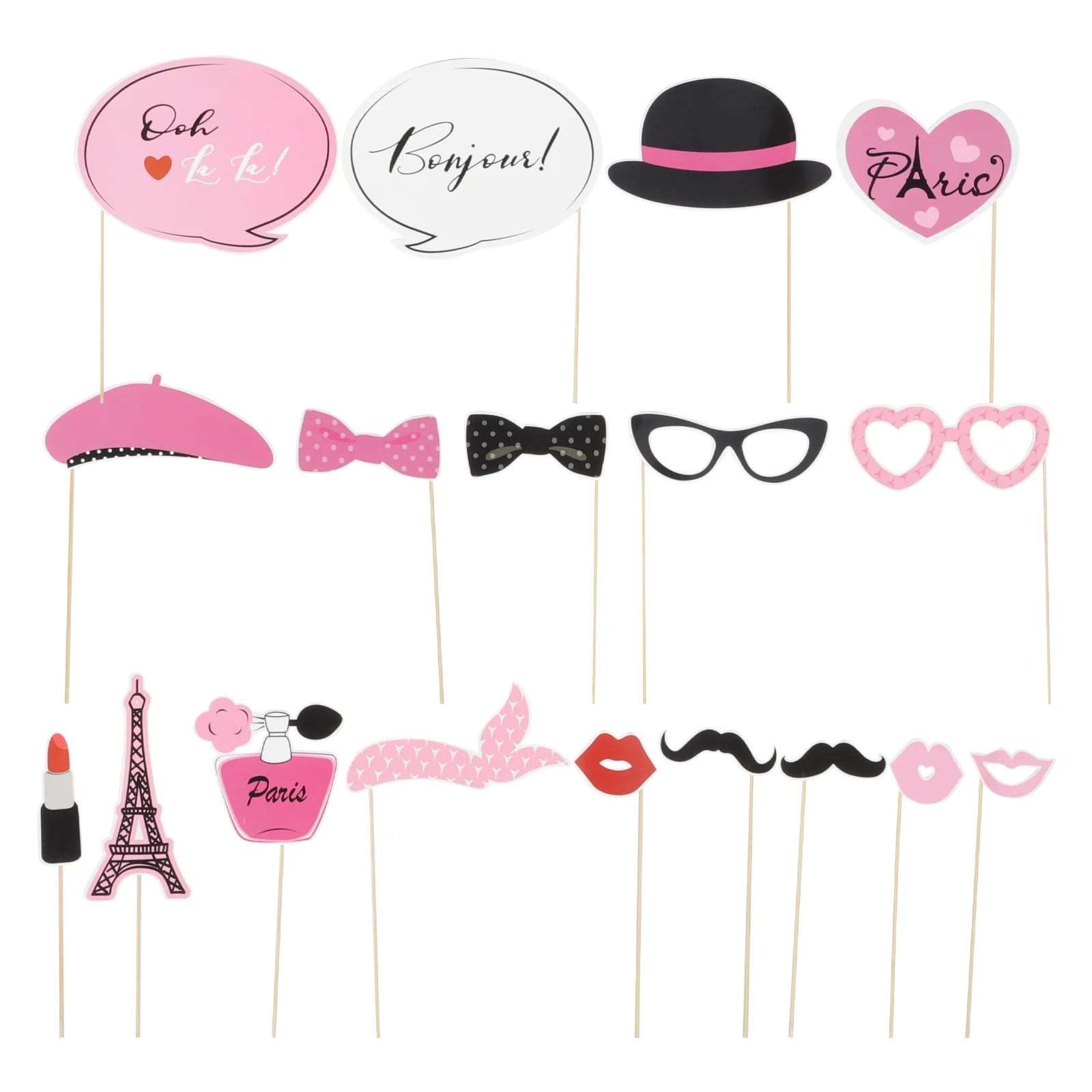 

18pcs Themed Birthday Party Supplies Photo Booth Rose Backdrop Props Photos Birthday Party Decor Lip Gloss Set