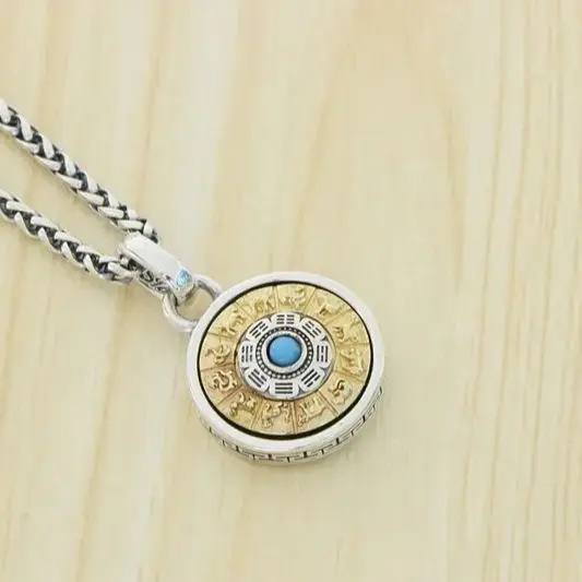 Кулон из стерлингового серебра S925 карты Багуа с девятью дворцами имеет модный и