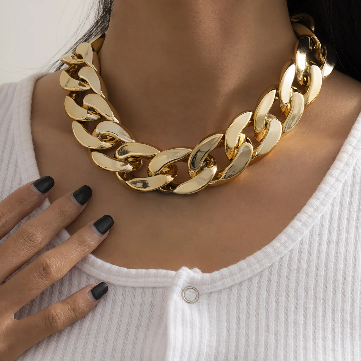 

Concise necklace female exaggerated single-layer geometric chain pendant